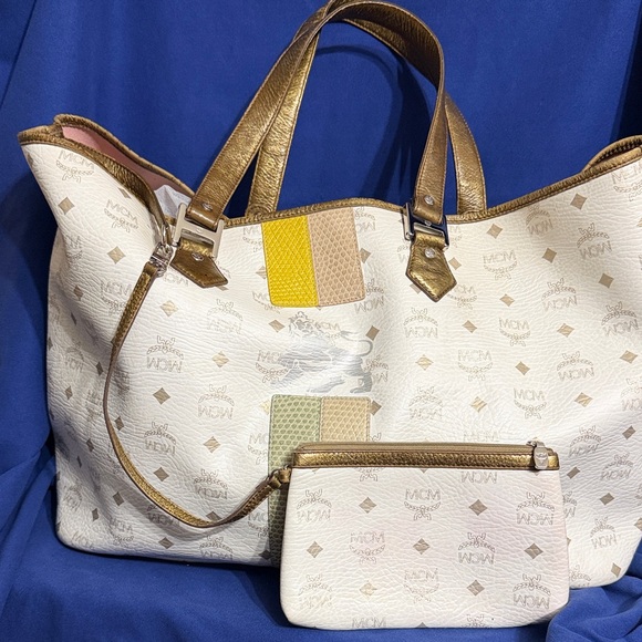MCM Cream and Gold Women's Tote Bag with Pouch - TAKING OFFERS - Picture 1 of 15